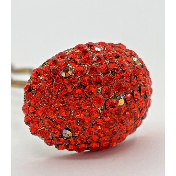Vintage SOHO Signed‎ Hair Stick Red Crystal Mushroom Jewelry Gold Tone Metal HTF - Picture 3 of 16